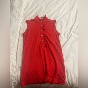 Women’s Tory Burch red button up shirt sleeveless gold buttons new XXS